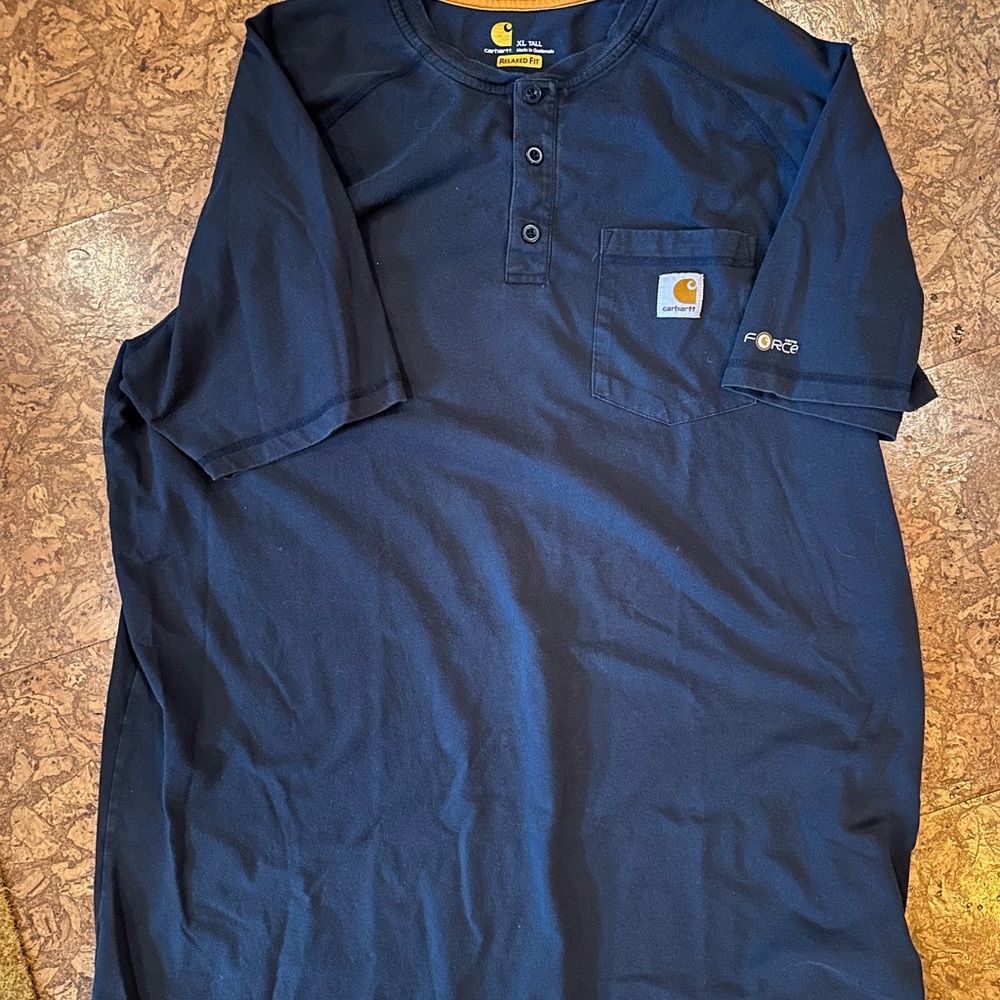 Carhartt Men's Navy Blue Henley Pocket Shirt XL Tall